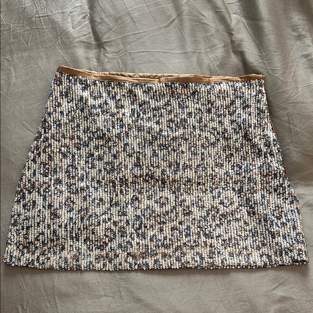 Cheetah Sequin Embellished Skirt